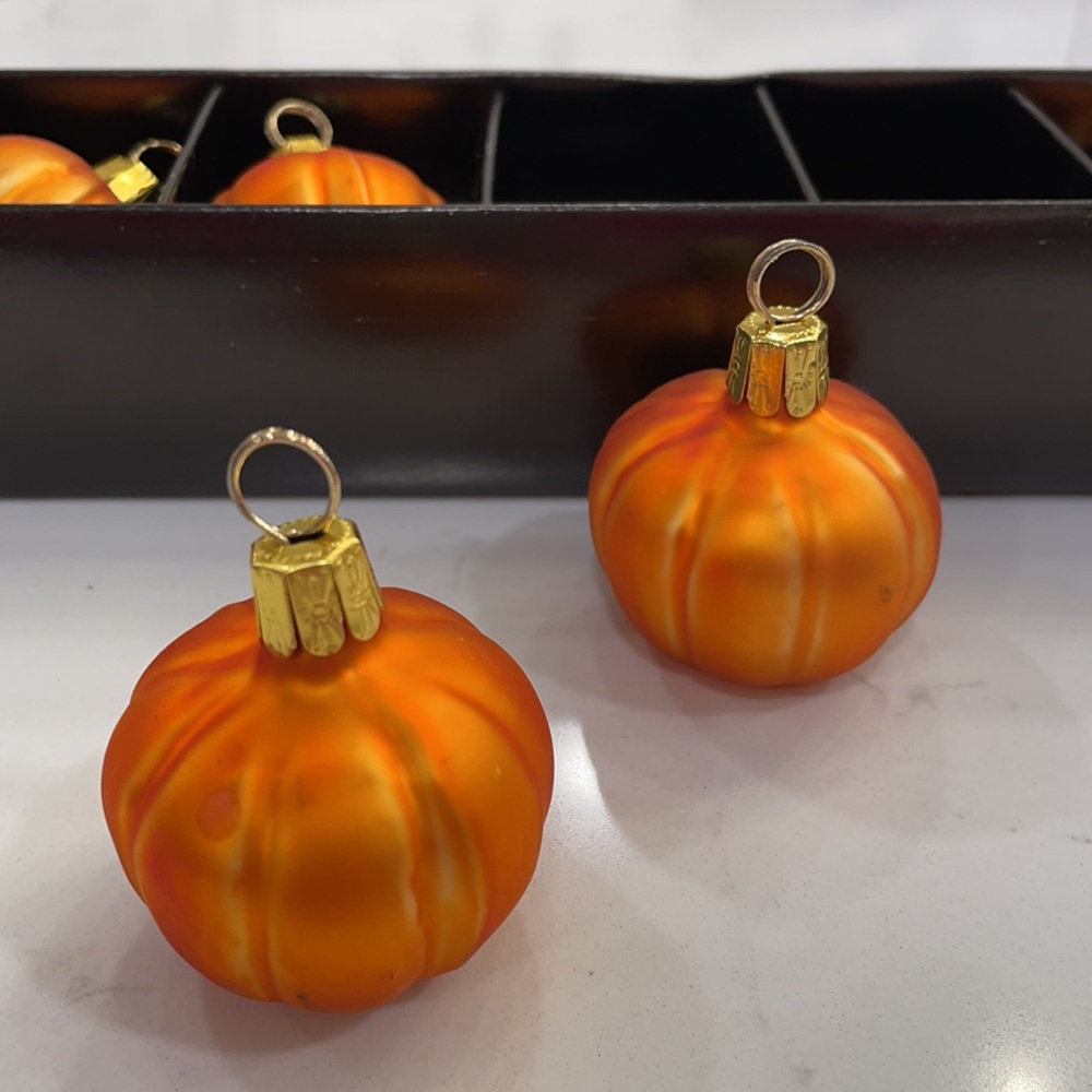 Vintage Frosted Glass Pumpkin 🎃 OrnamentsSet of 6
